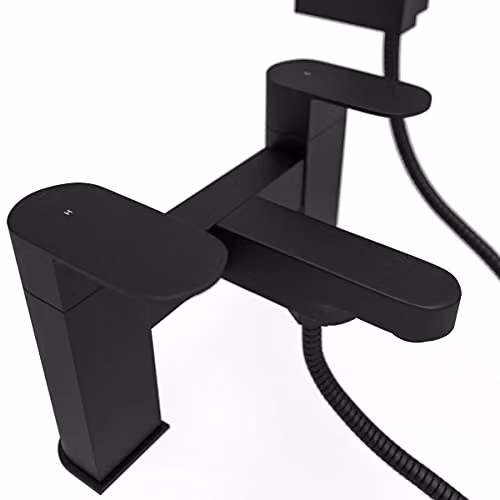 Nes Home Kento Bath Shower Mixer and Handset with Two Handles in Matt Black – 3