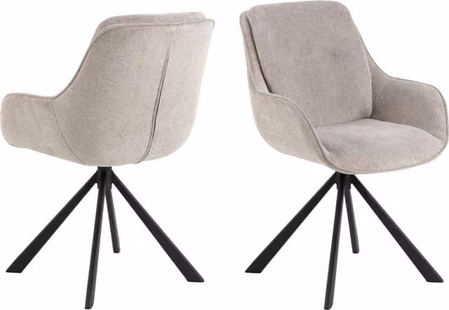 Furniture To Go Carrie Swivel Dining Chair Set of 2 in Sand Grey Fabric – 1