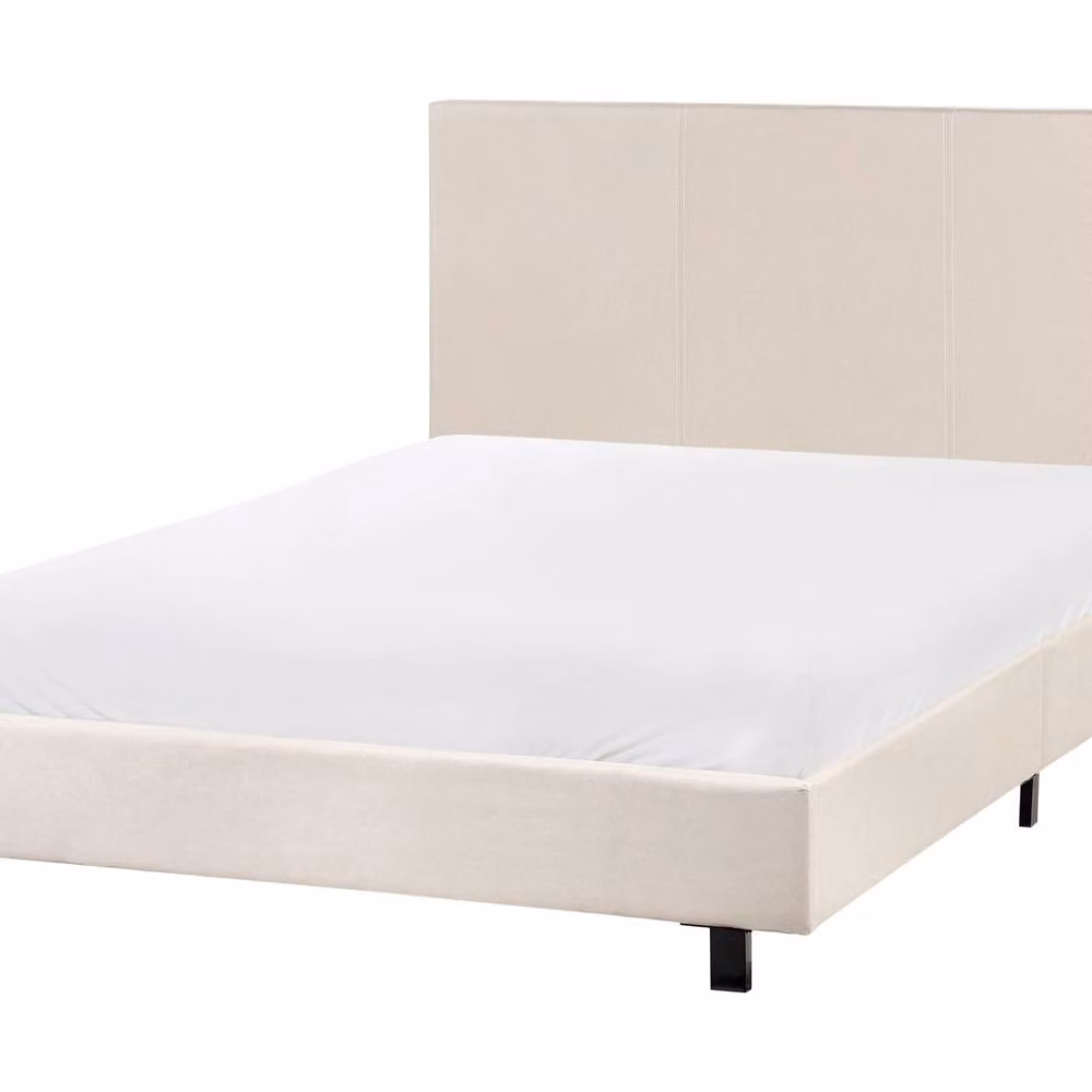 Wyld and Coco Astra Upholstered Small Double Bed Frame in Beige, W/D/H: 120 x 200 cm – 2