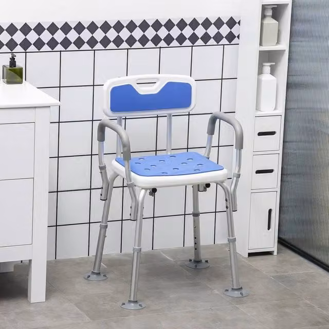 EONLION Padded Shower Stool with Arms and Back in Blue – 1