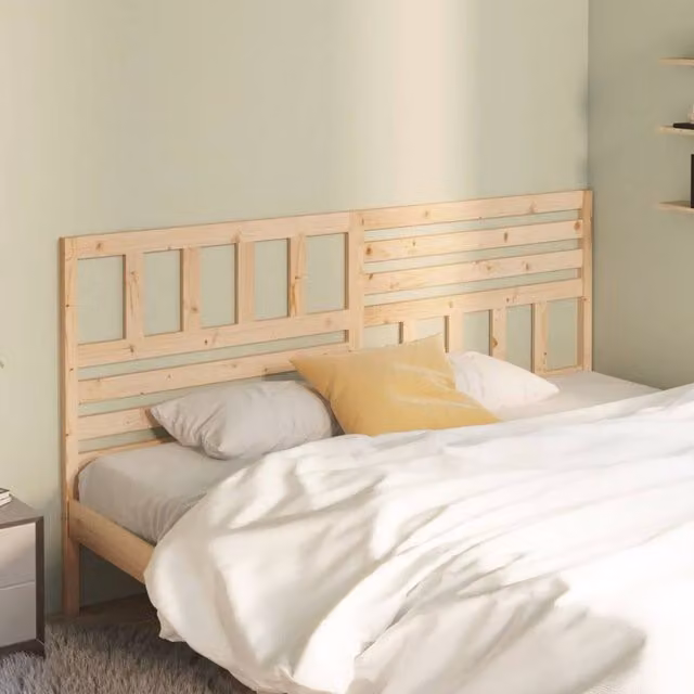 Berkfield Home Beautiful Solid Wood Pine Bed Headboard in Natural, W: 206 cm, D: 4 cm, H: 100 cm – 1