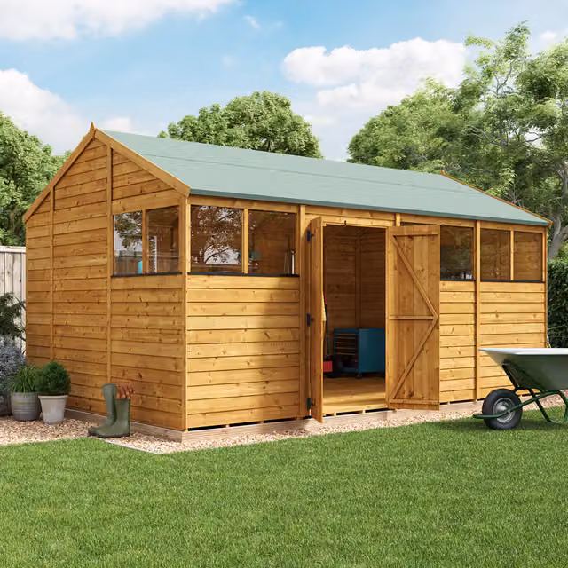 BillyOh Switch Overlap Apex Wooden Garden Shed with Window in Brown