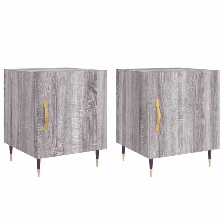 Berkfield Home Set of 2 Grey Sonoma Bedside Cabinets, W/D/H: 40 x 40 x 50 cm