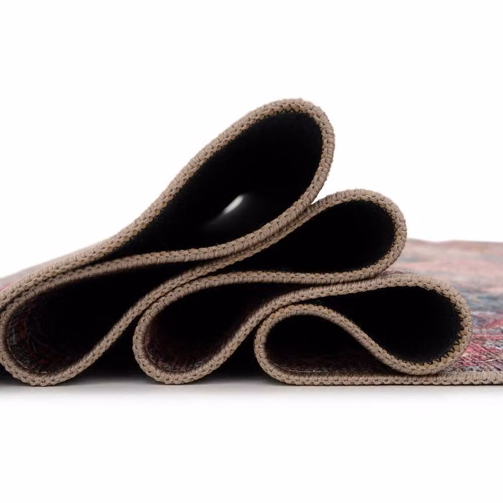 Kukoon Pink and Dark Indigo Distressed Soft Pile Area Rug for Living Room or Bedroom, W: 240 cm, D: 330 cm – 5