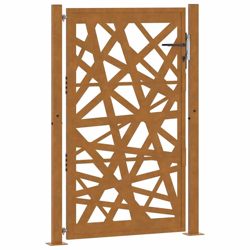 Berkfield Home Beautiful Garden Gate in Brown Weathering Steel, W: 105 cm, H: 155 cm – 2