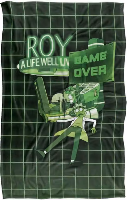 Warner Bros. Rick and Morty Roy Game Over Super Soft Fleece Throw Blanket, Multicolour, W: 91 cm, D: 147 cm – 5