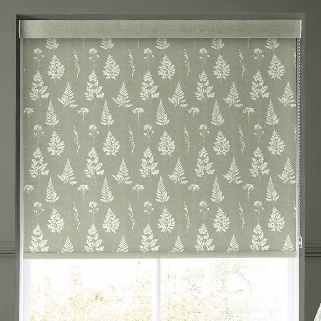 Emily Bond Tynesfield Made to Measure Blackout Roller Blind in Green Floral Design