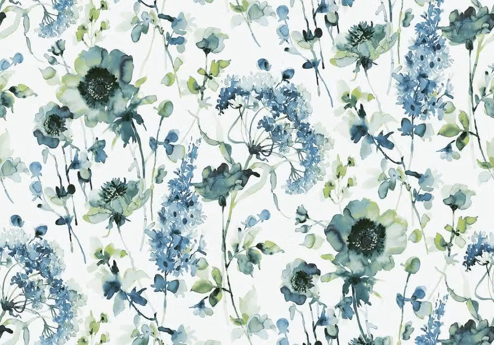 Superfresco Easy Watercolour Floral Mural in Blue and Green, W: 300 cm, H: 280 cm – 2