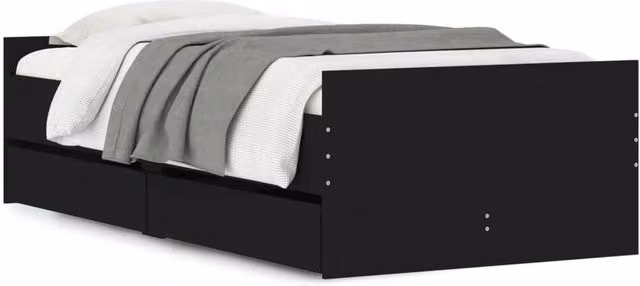 Berkfield Home Modern Small Single Bed Frame with Drawers, Black, W: 75 cm x D: 190 cm – 1