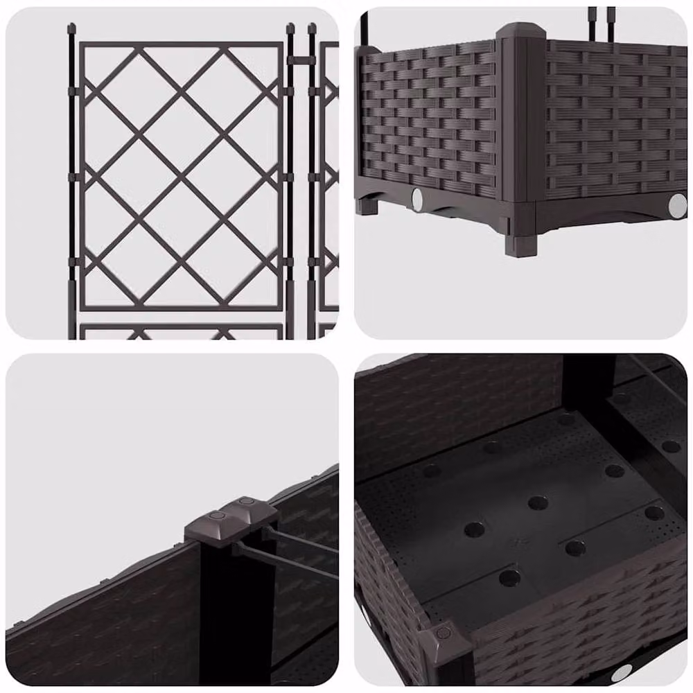 Berkfield Home Garden Planter with Trellis, 2 Piece, Brown, W: 80 cm, D: 40 cm, H: 125.5 cm – 5