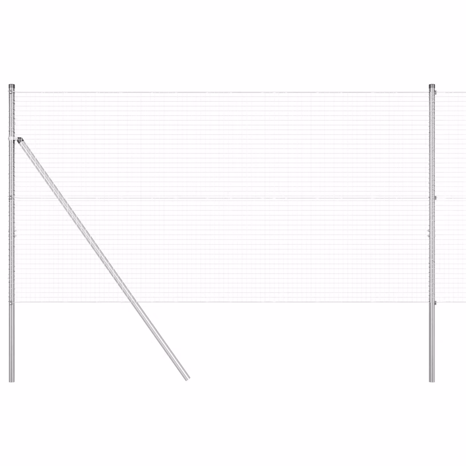 Berkfield Home Silver Galvanised Steel Welded Wire Fence with 7 Round Posts, W: 120 cm, L: 10 m – 2