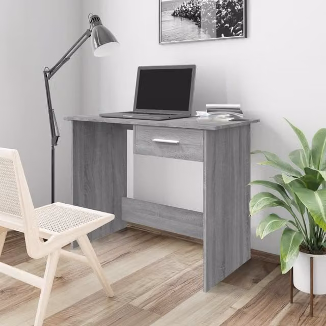 Berkfield Home Computer Desk in Grey Sonoma, W/D/H: 100 x 50 x 76 cm – 1