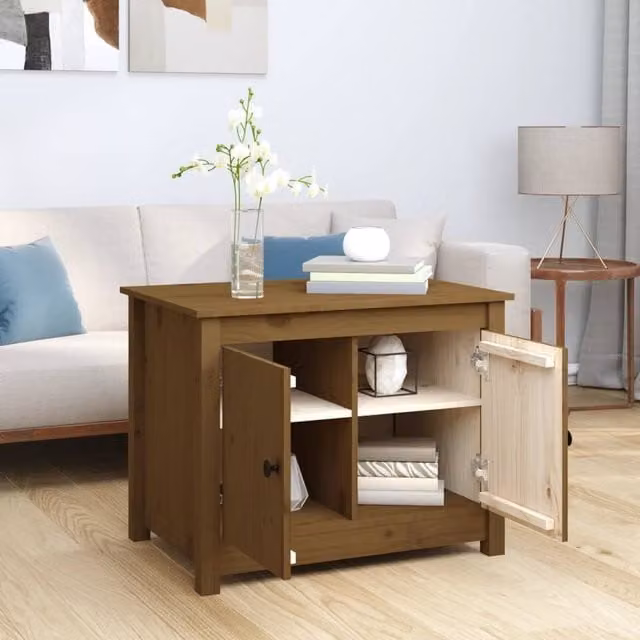 Berkfield Home Beautiful Coffee Table in Honey Brown Solid Pine, W: 71 cm, D: 49 cm, H: 55 cm – 1