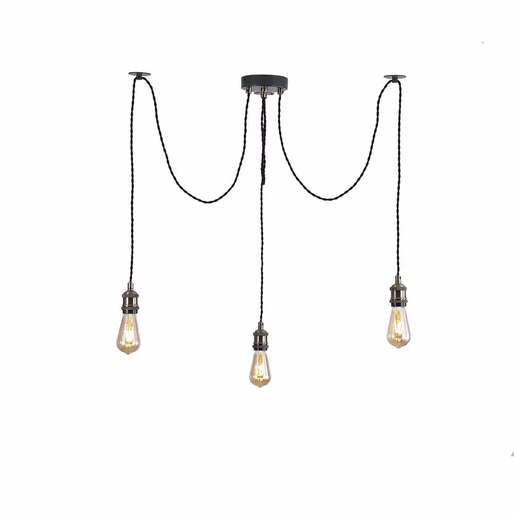Kairui Lighting 3-Light Spider Pendant Ceiling Light in Black and Gold/Brass with E27 Bulbs Included, Height: 130 cm – 2