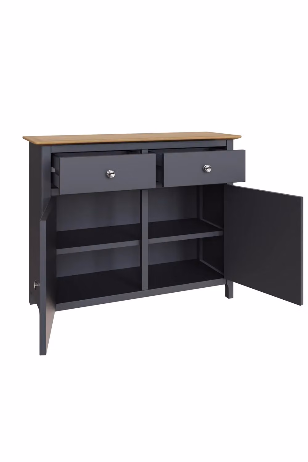FWStyle Oak Veneer Sideboard in Graphite Blue with 2 Doors and 2 Drawers – 3