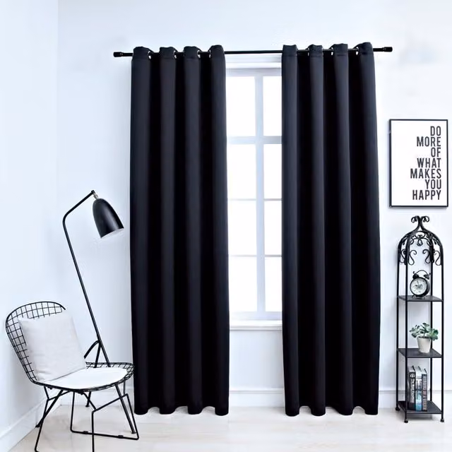 Berkfield Home Blackout Curtains with Eyelets, 2 Pack, Black, W: 140 cm, H: 245 cm