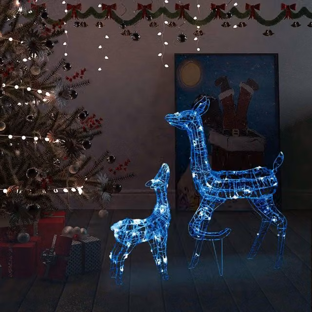 Berkfield Home Acrylic Reindeer Family Christmas Decoration with 160 Blue LEDs