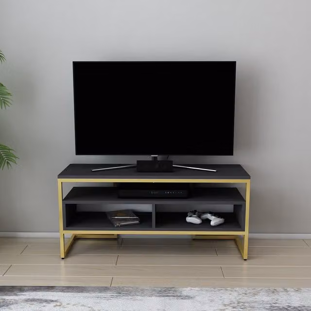 Decorotika Merrion Modern TV Unit in Gold and Anthracite