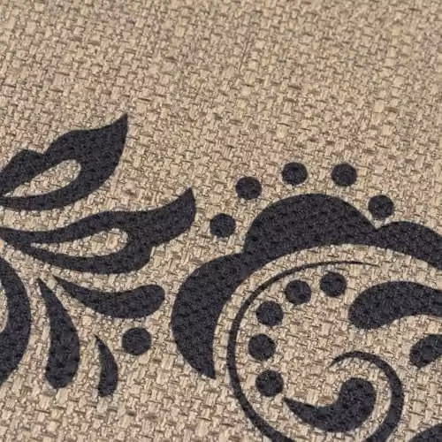 JVL Elegance Machine Washable Non-Slip Entrance Doormat and Runner Set with Floral Border in Black and Beige – 3
