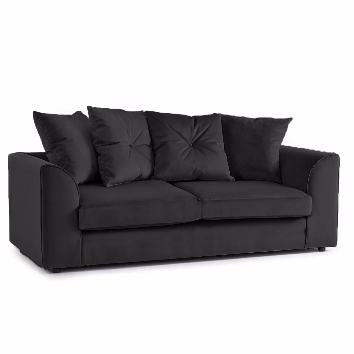 Furnishings For Less UK Fernando Soft Plush Velvet Fabric Sofa Set with 3 and 2 Seater Sofas in Black – 2