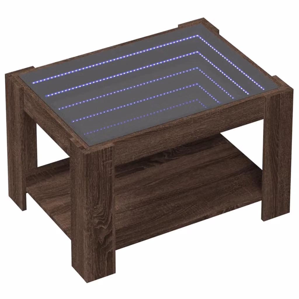 Berkfield Home Modern Coffee Table with LED in Brown Oak, W/D/H: 73 x 53 x 45 cm – 3