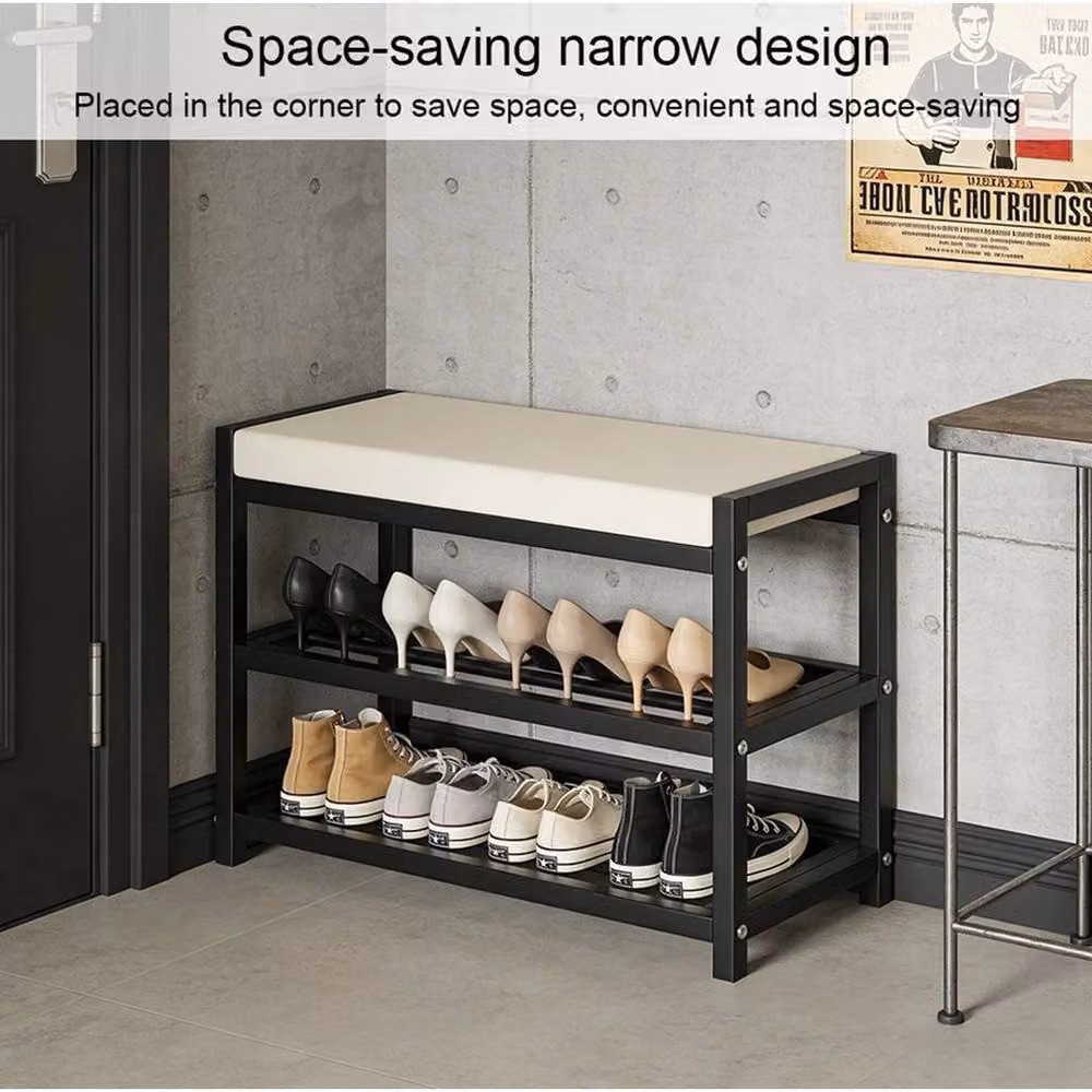 KORVIXA Modern Shoe Storage Bench Stool and Rack in Synthetic Leather – 3