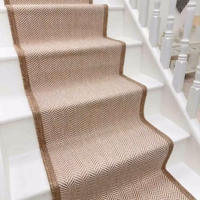 runrug Illusion Reversible and Durable Stair Runner Carpet in Brown, W: 60 cm, L: 540 cm – 1