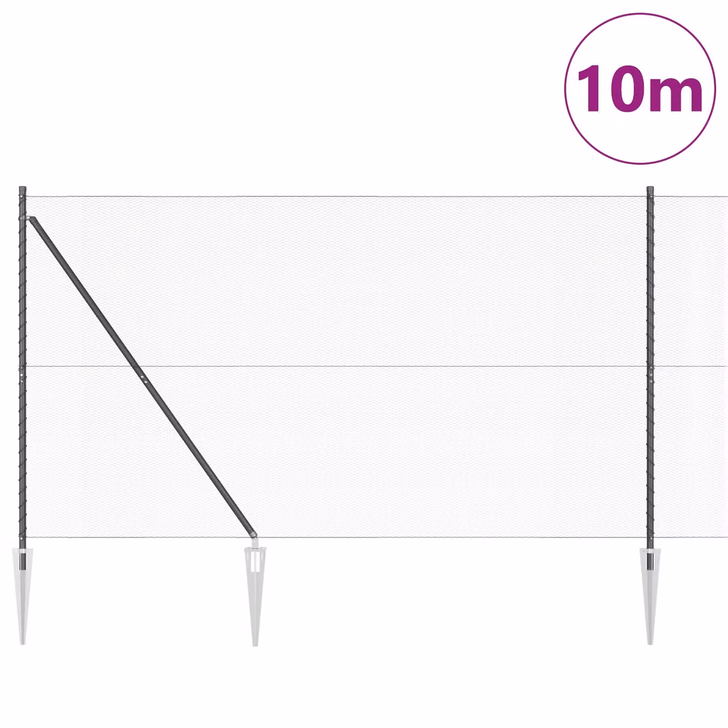 Berkfield Home Grey Powder-Coated Steel and PVC Hexagon Fence, H: 160 cm x W: 10 m – 3