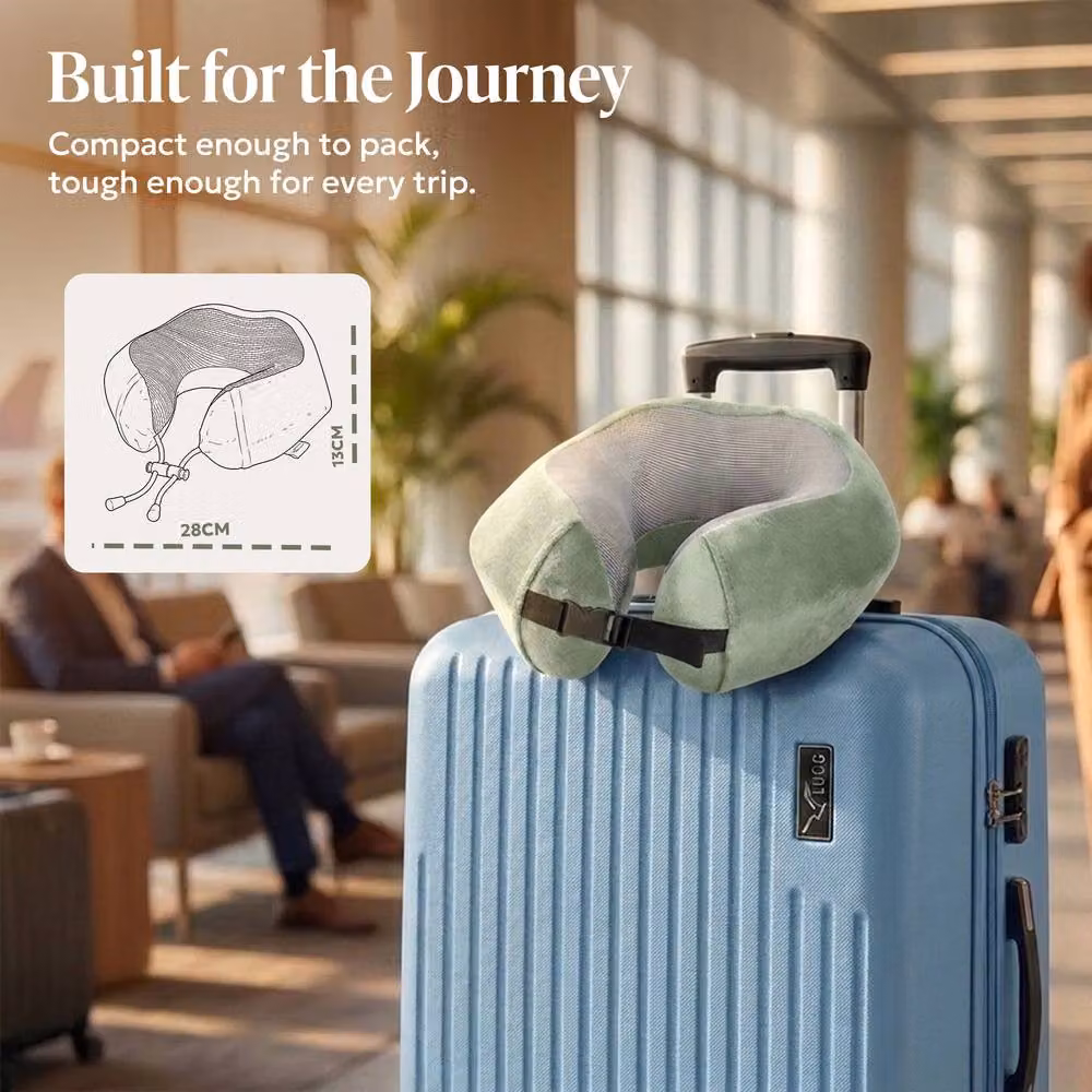 Lugg Memory Foam Travel Pillow with Storage Bag and 360 Degree Ergonomic Support in Green – 4