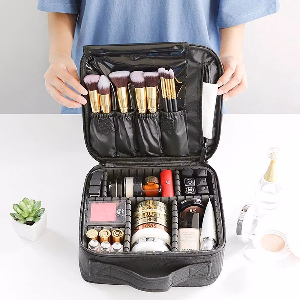 EONLION Extra Large Make Up Vanity Case Storage Box in Black, W/D/H: 50 x 50 x 50 cm – 5