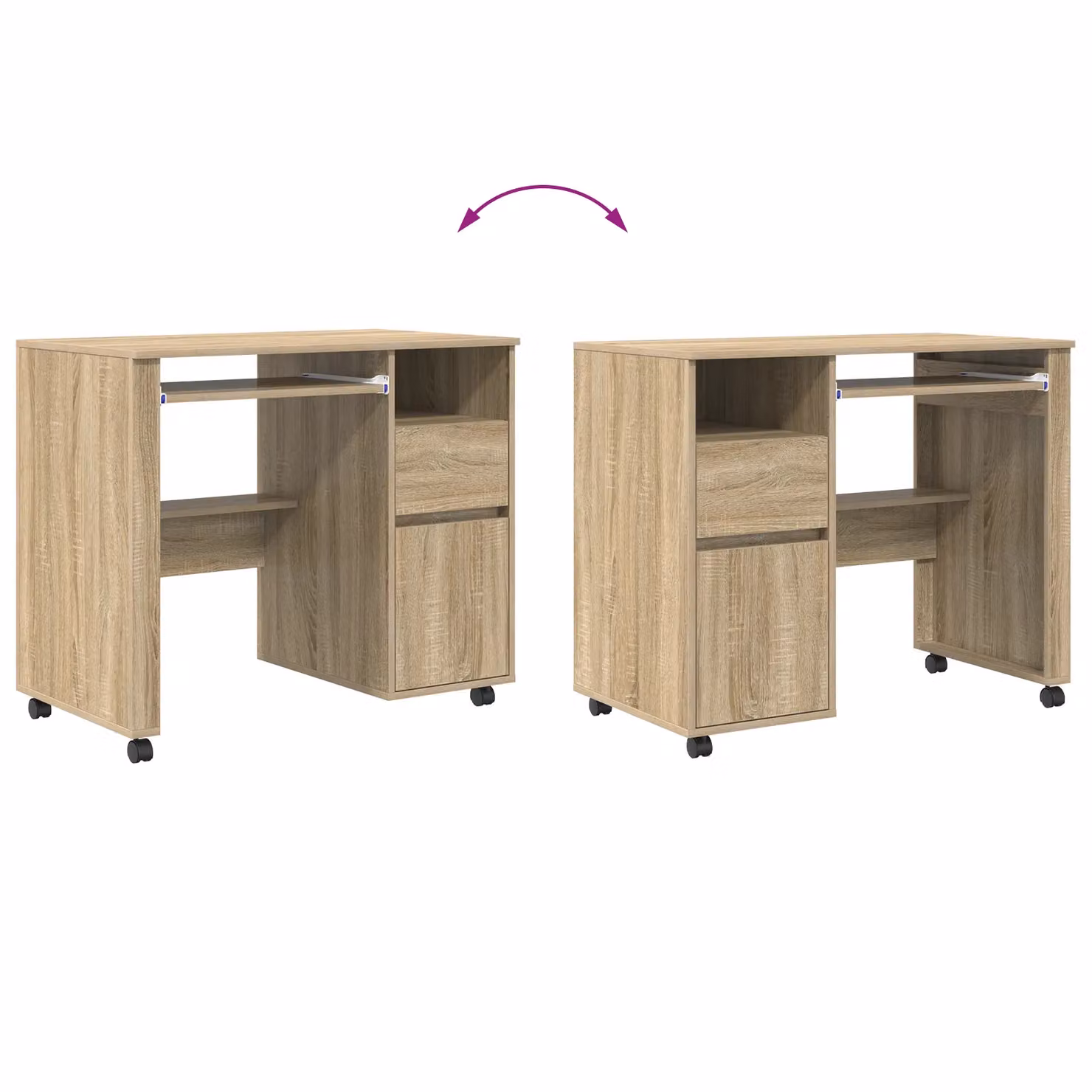 Berkfield Home Sonoma Oak Computer Desk in Brown – 3