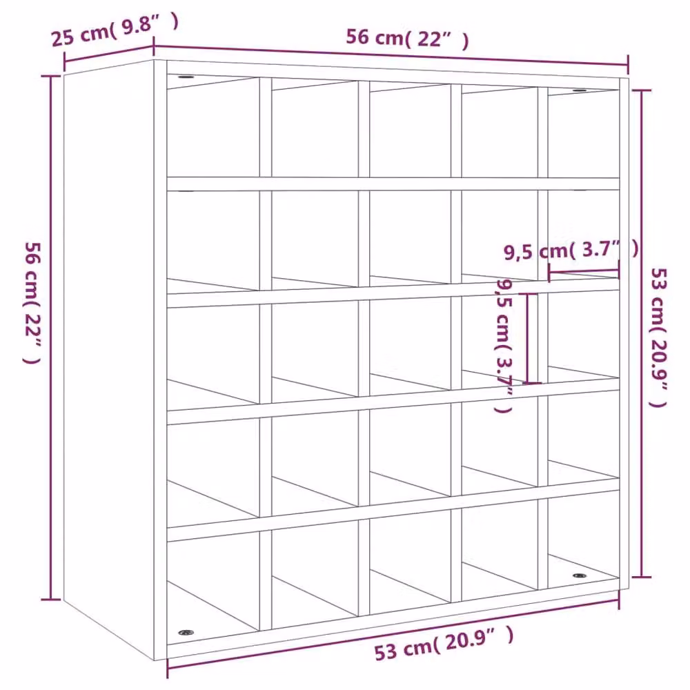 Berkfield Home Beautiful White Wine Cabinet in Solid Pine Wood, W/D/H: 56 x 25 x 56 cm – 3