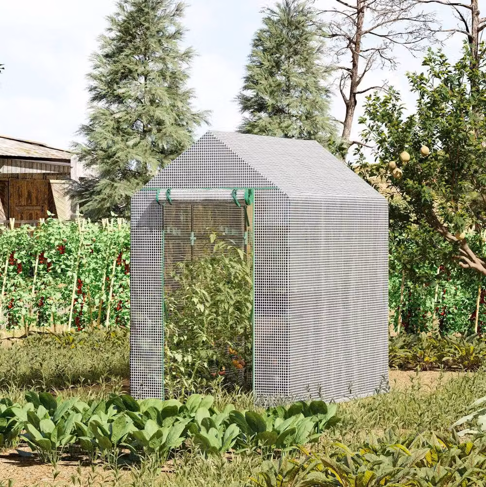 STILVORA White Walk-In Greenhouse with 4 Shelves, W/D/H: 182.88 x 121.92 x 190.0 cm – 2