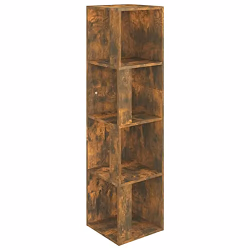 vidaXL Freestanding Corner Cabinet in Smoked Oak, Brown, W/D/H: 33 x 33 x 132 cm