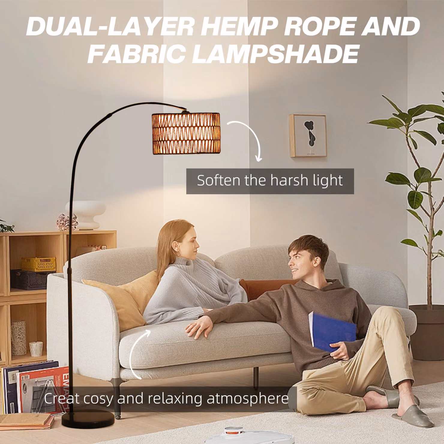 HOMCOM Modern Black Floor Lamp with Dual-Layer Shade and Foot Switch, Height Adjustable Standing Lamp for Living Room, Bedroom or Office – 3