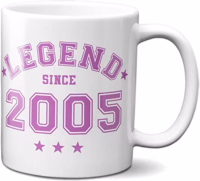 Bad Zebedee Legend Since 2005 21st Birthday Anniversary Pink Ceramic Mug, 300ml