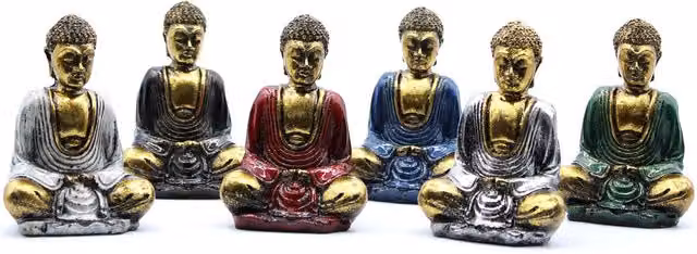 KDMD Gold Mini Buddha Ceramic Tabletop Set of 6 in Assorted Colours – 1