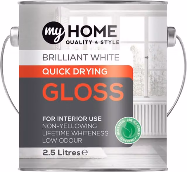 My Home Quick Drying Gloss White Water Based Wood Paint, 2.5l