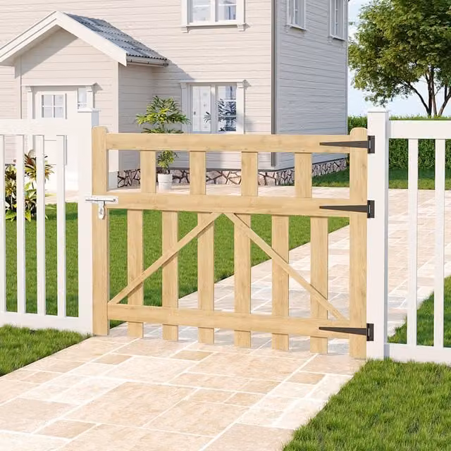 Darphe Wooden Garden Gate with Chevron Bracing in Yellow, W: 120 cm, H: 90 cm
