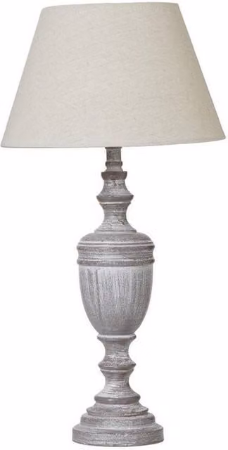 Lemon Pavilion Furniture and Decor Nola Urn Table Lamp with Linen Shade, Wood, W: 12 cm, D: 12 cm, H: 45 cm, White in Brown