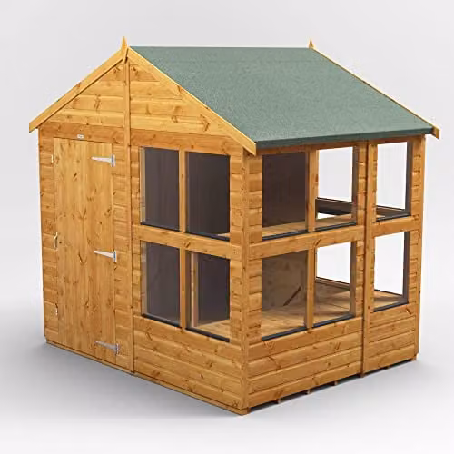 Powersheds Premium Apex Wooden Potting Greenhouse with 12mm Extra Thick Timber and Toughened Glass, W/D/H: 258 x 195 x 240.37 cm – 1