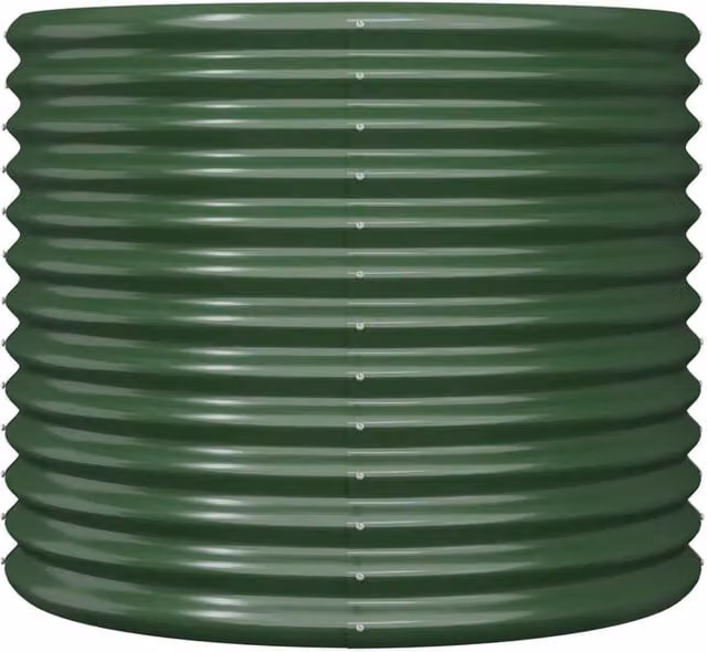 Berkfield Home Durable Powder-coated Steel Garden Planter Tub, Green, W/D/H: 80 x 80 x 68 cm