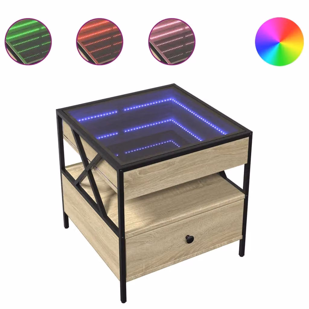 Berkfield Home Infinity LED Coffee Table in Sonoma Oak Brown, W/D/H: 50 x 50 x 51 cm – 2
