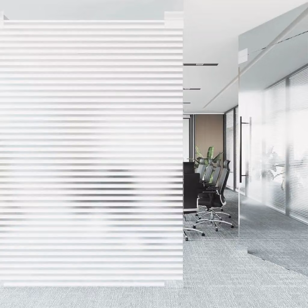 Berkfield Home Striped Frosted Window Film, 4 Piece Black PVC Adhesive Blinds Pattern