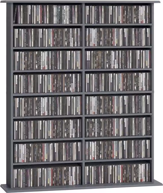 Rolipo Modern Grey MDF Wall Mounted Cube Media Storage Shelf with Adjustable Shelves and Back Panel – 1