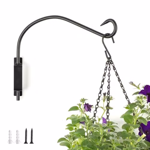 LIVIVO Heavy Duty Swivel Hanging Basket Bracket in Silver or Black for Plants, Lanterns and Bird Feeders – 1