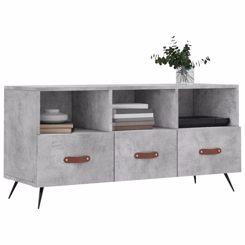 Berkfield Home Industrial TV Cabinet in Concrete Grey, W/D/H: 102 x 36 x 50 cm – 3