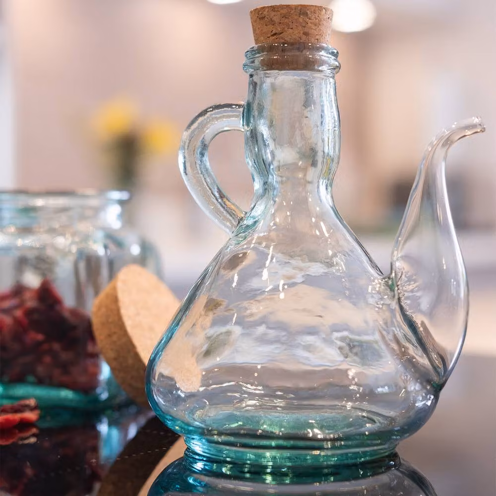 Verano Spanish Ceramics Transparent Glass Oil and Vinegar Dressing Cruet with Cork Stopper, 500ml – 4