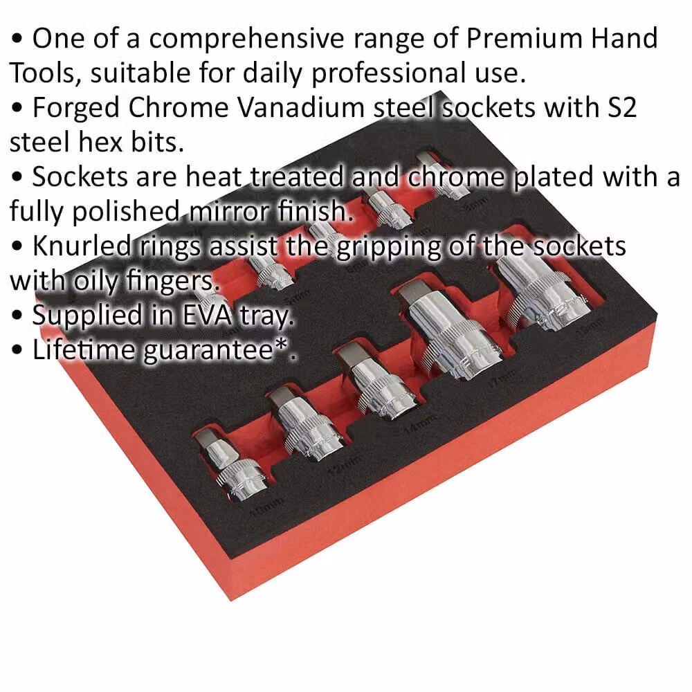 Loops 10pc Stubby Hex Key Socket Bit Set in Silver and Multicolour Chrome Vanadium – 2
