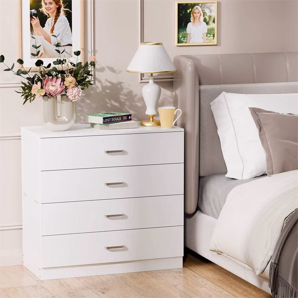 Nordara 4 Drawer Chest in White with Metal Handles – 2